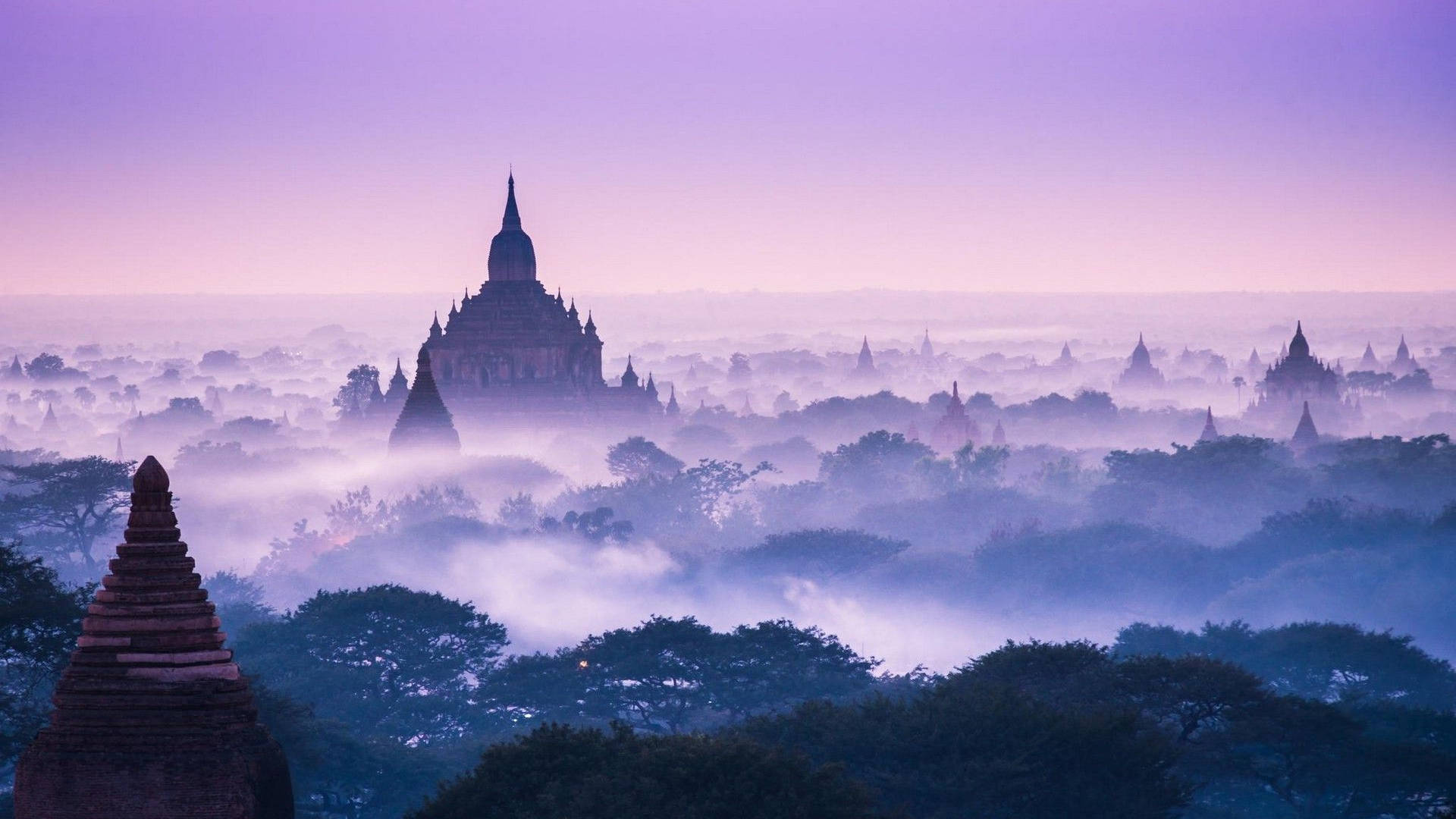 Southeast Asia Purple Bagan Myanmar Background