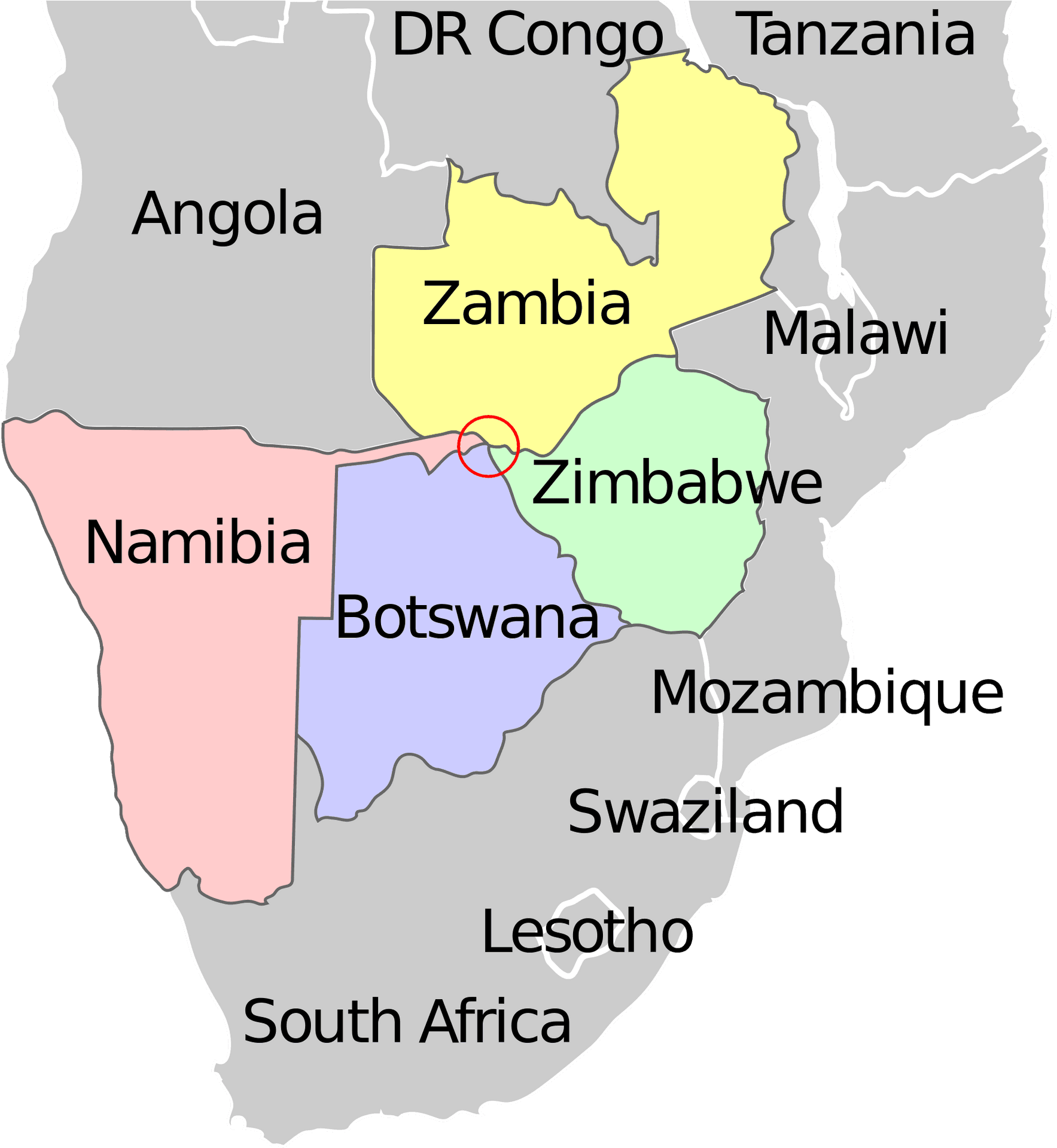 Southern Africa Map Namibia Highlighted PNG