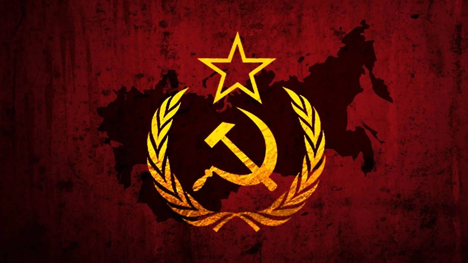 Soviet Union Flag On Russian Map Wallpaper