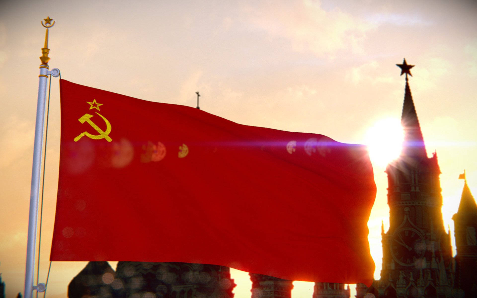 Sovjetunionensflagga På Ryska Palatset. Wallpaper