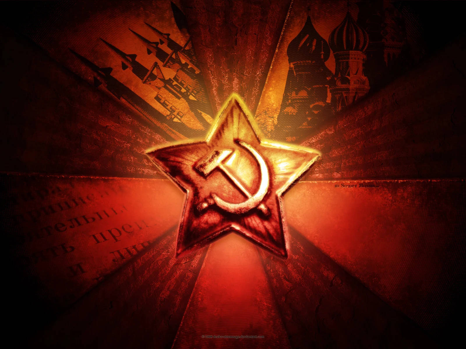 Soviet Union Flag With Churches Logo Wallpaper