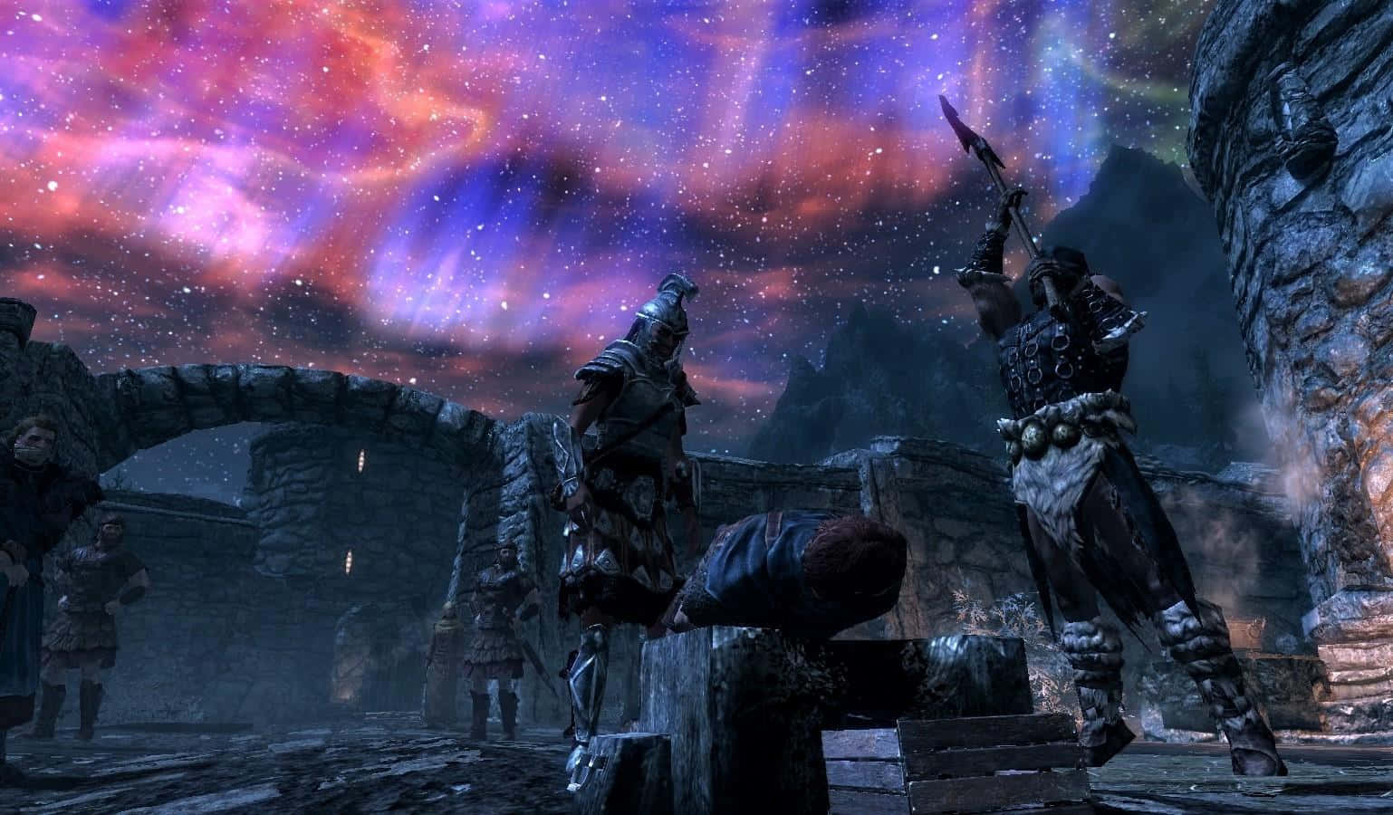 A mystical journey in the heavenly realm of Sovngarde Wallpaper