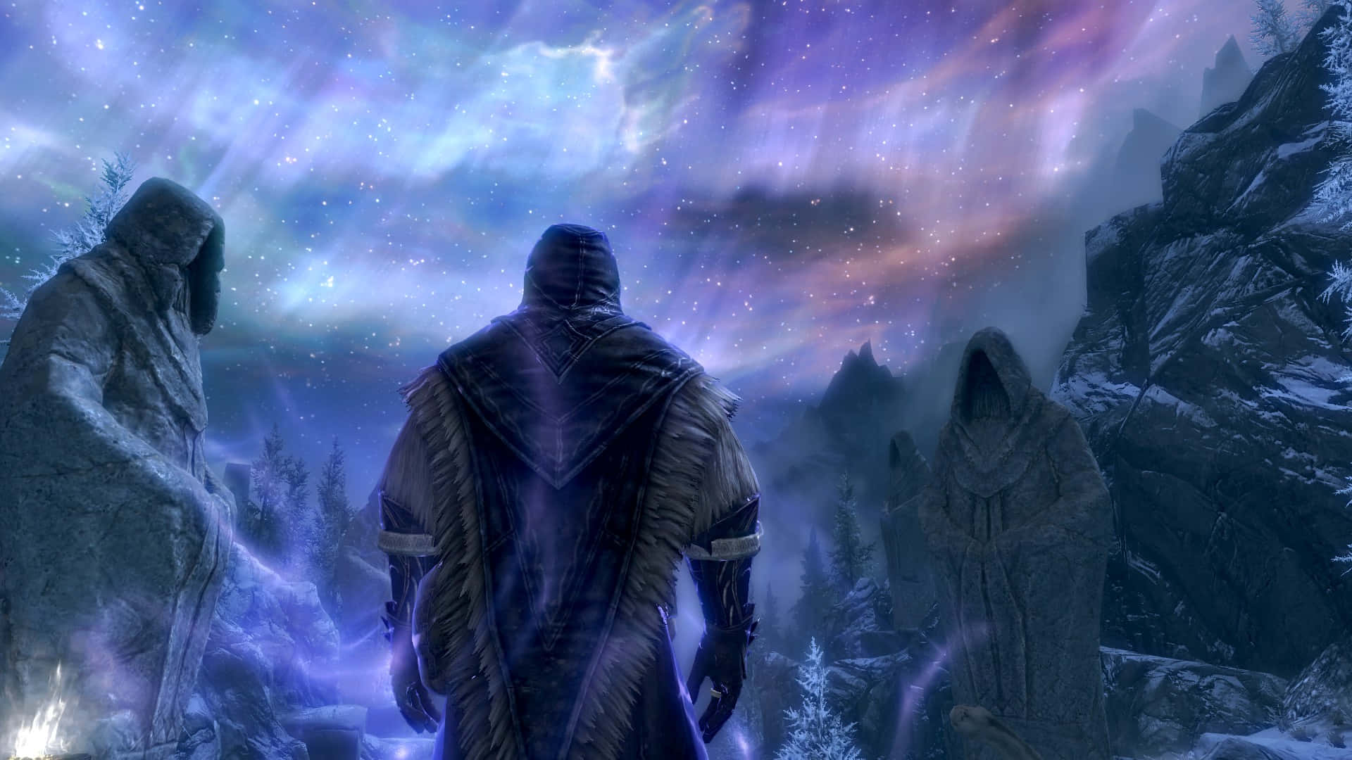Majestic view of Sovngarde in the Elder Scrolls universe Wallpaper