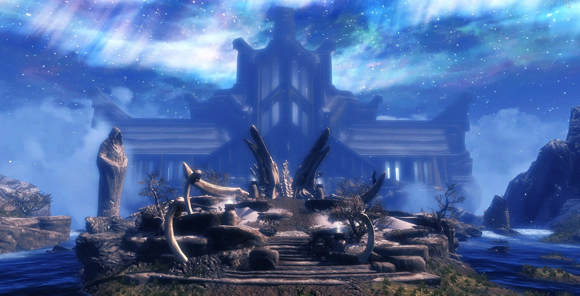 Enchanting view of the mystical realm of Sovngarde Wallpaper