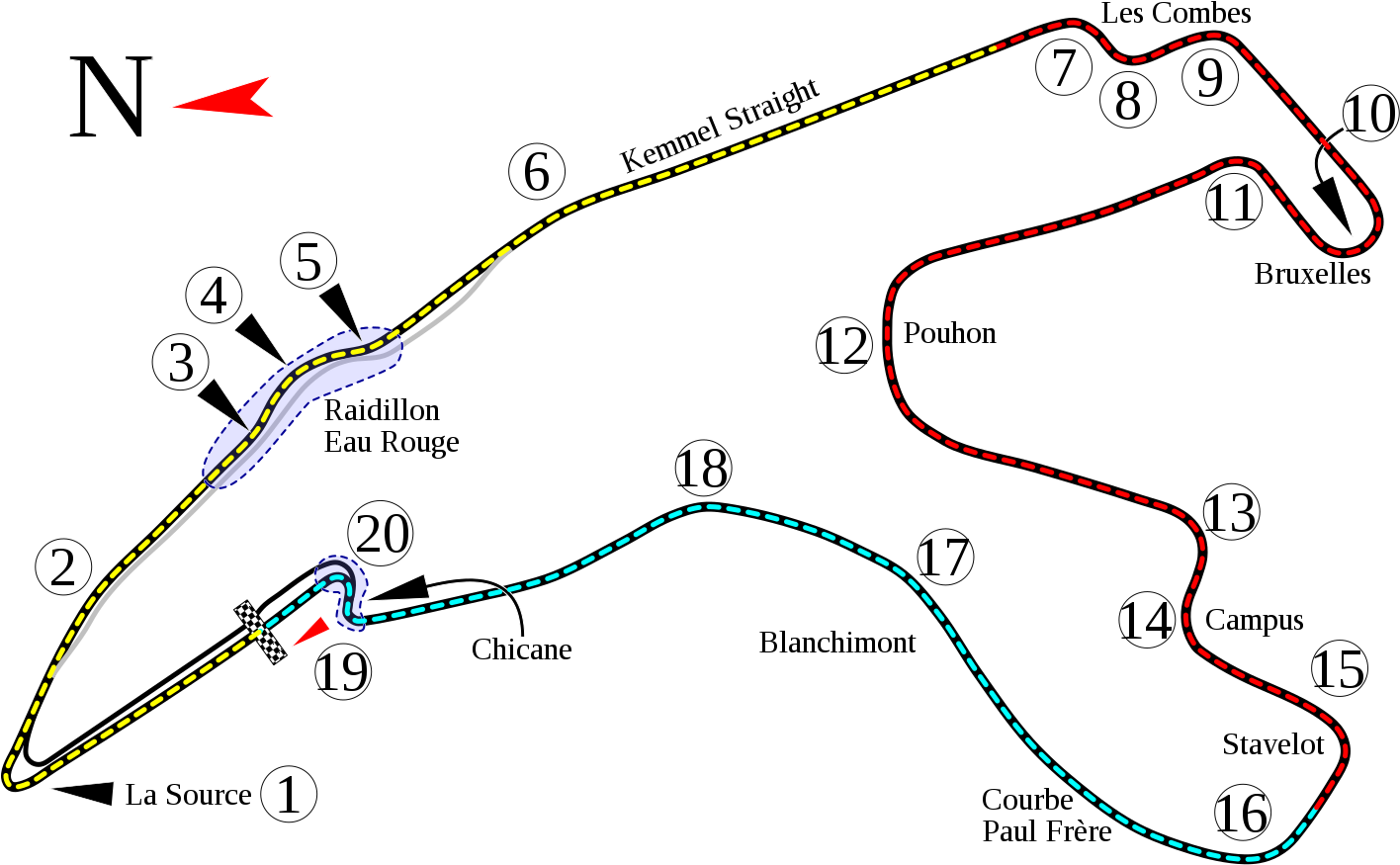 Spa Francorchamps Circuit Map PNG