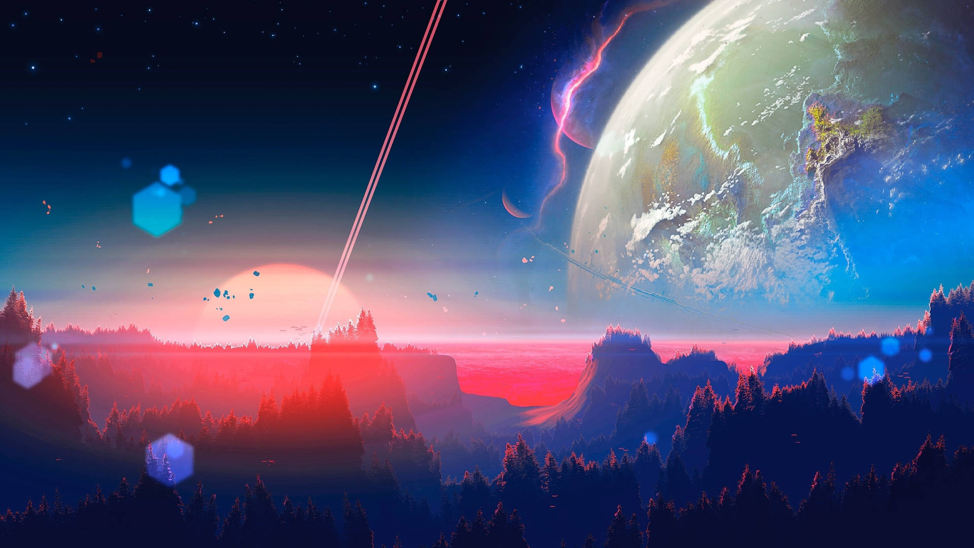 Sunset In Space 2560x1440 Wallpaper