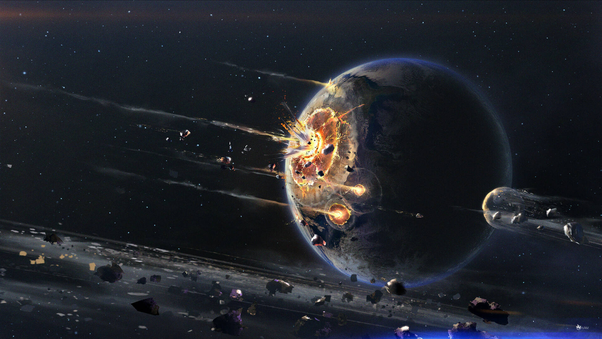 Space Planet Destruction 2560x1440 Wallpaper