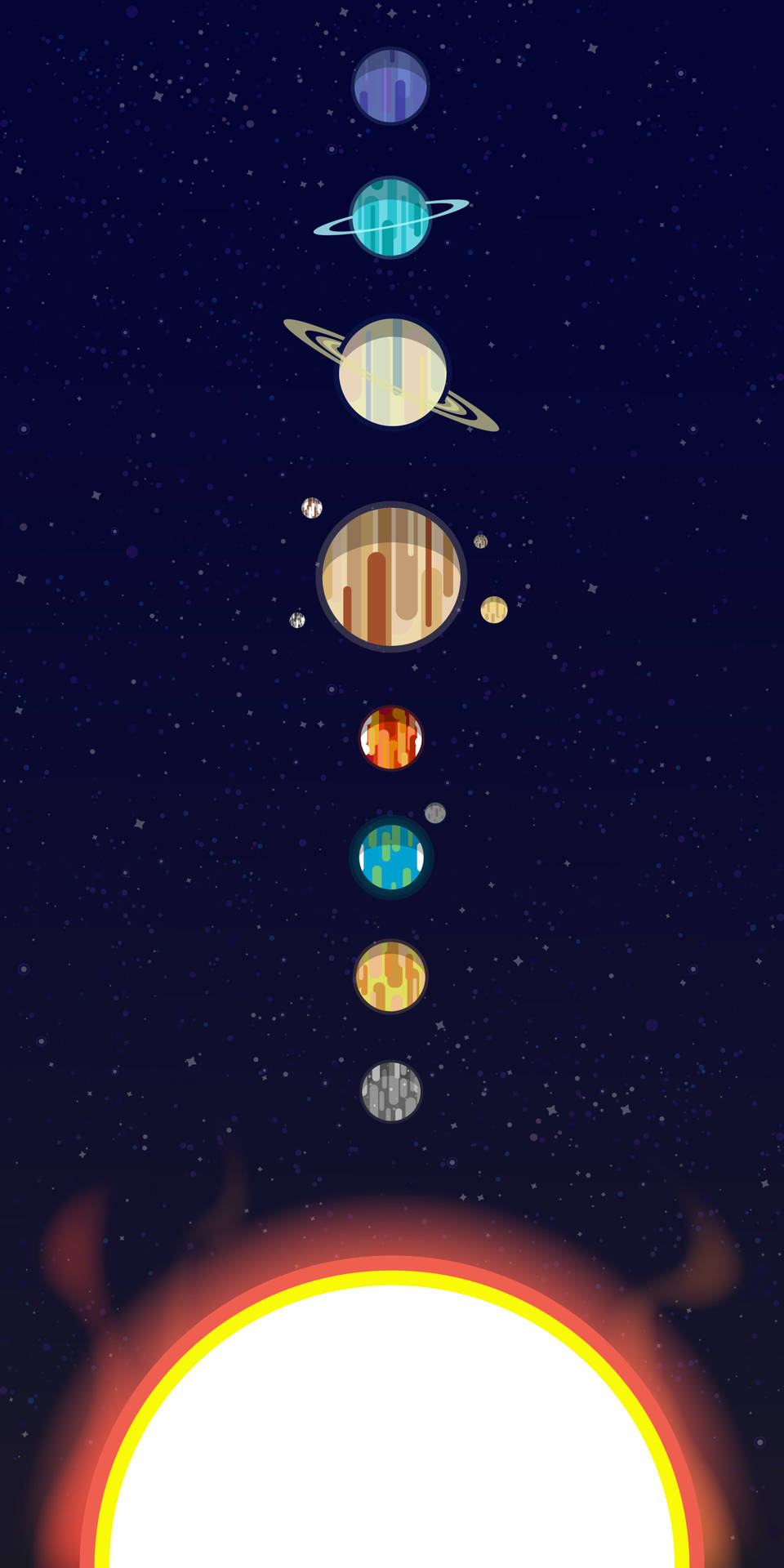 Space Aesthetic Lined-Up Planets Wallpaper