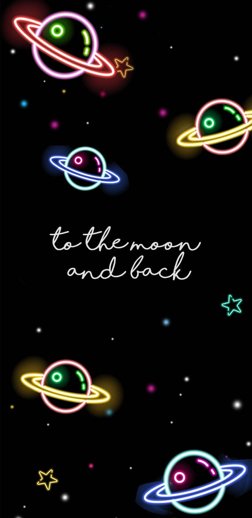 Space Aesthetic Neon Planet Quote Wallpaper