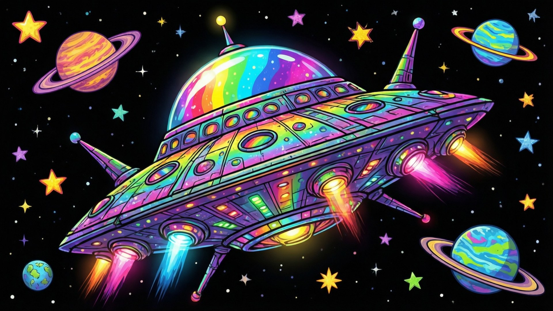 Space Alien Rainbow Wallpapers