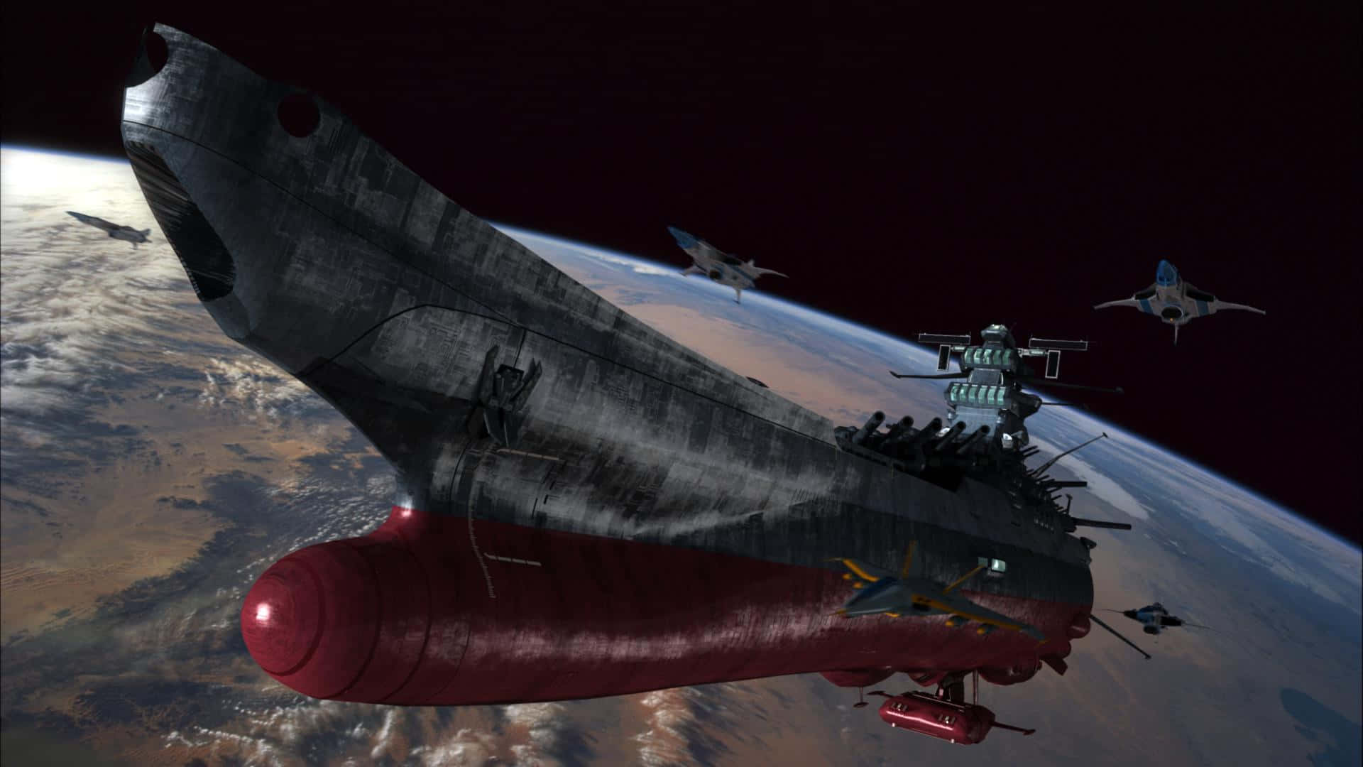 Witness the epic clash of Space Battleship Yamato Wallpaper