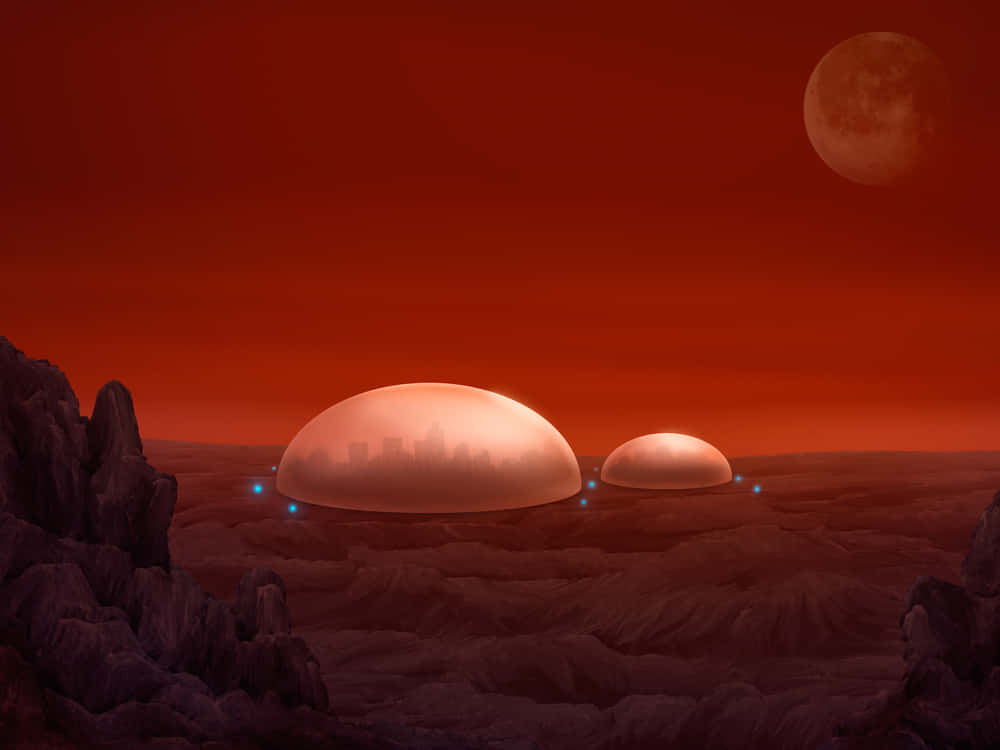 A futuristic colony on a distant planet Wallpaper