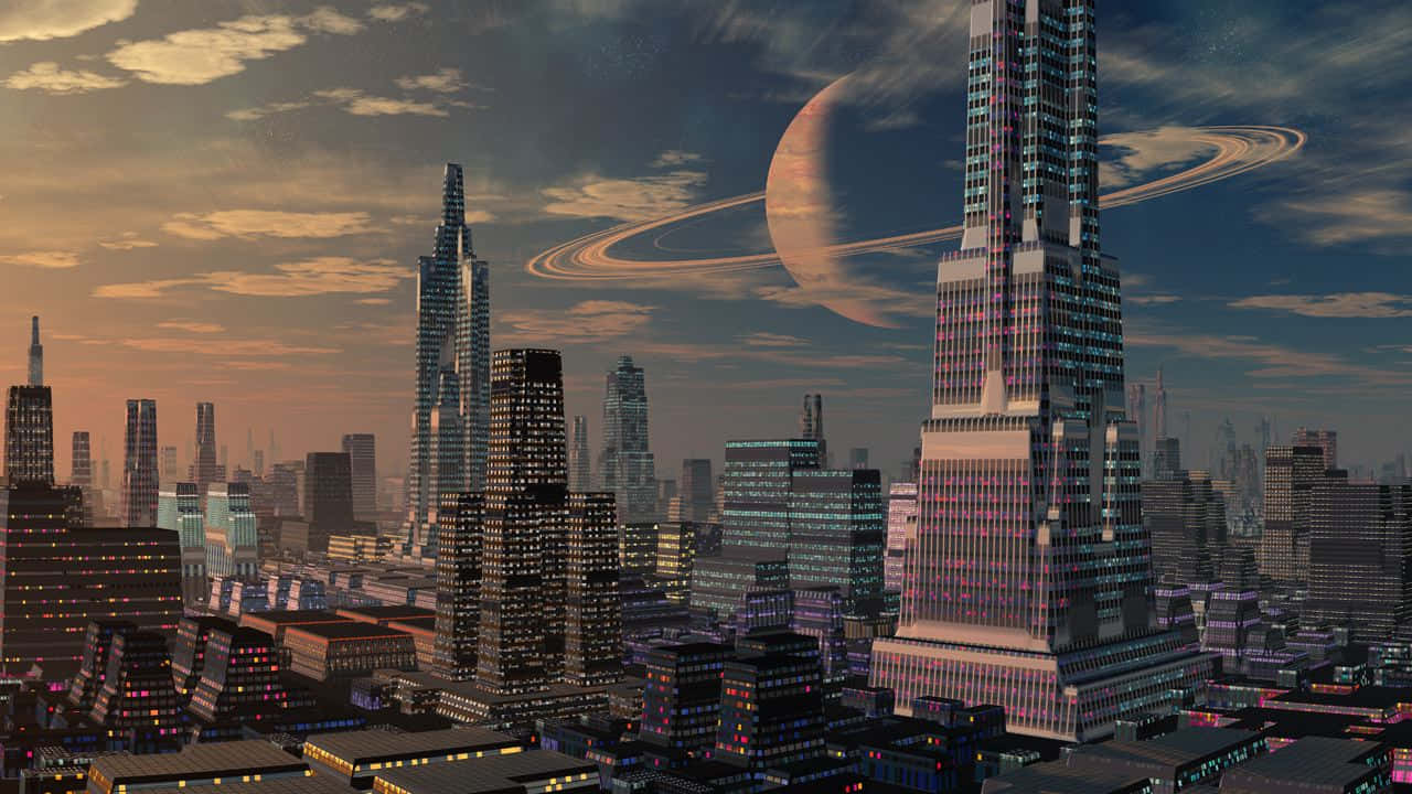 Futuristic Space Colony in Orbit Wallpaper