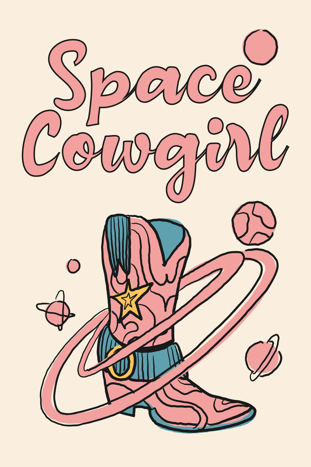 Download Space Cowgirl Boot Art Wallpaper | Wallpapers.com