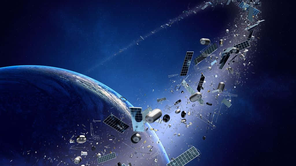 Unavisualización De Los Escombros Espaciales Orbitando La Tierra. Fondo de pantalla