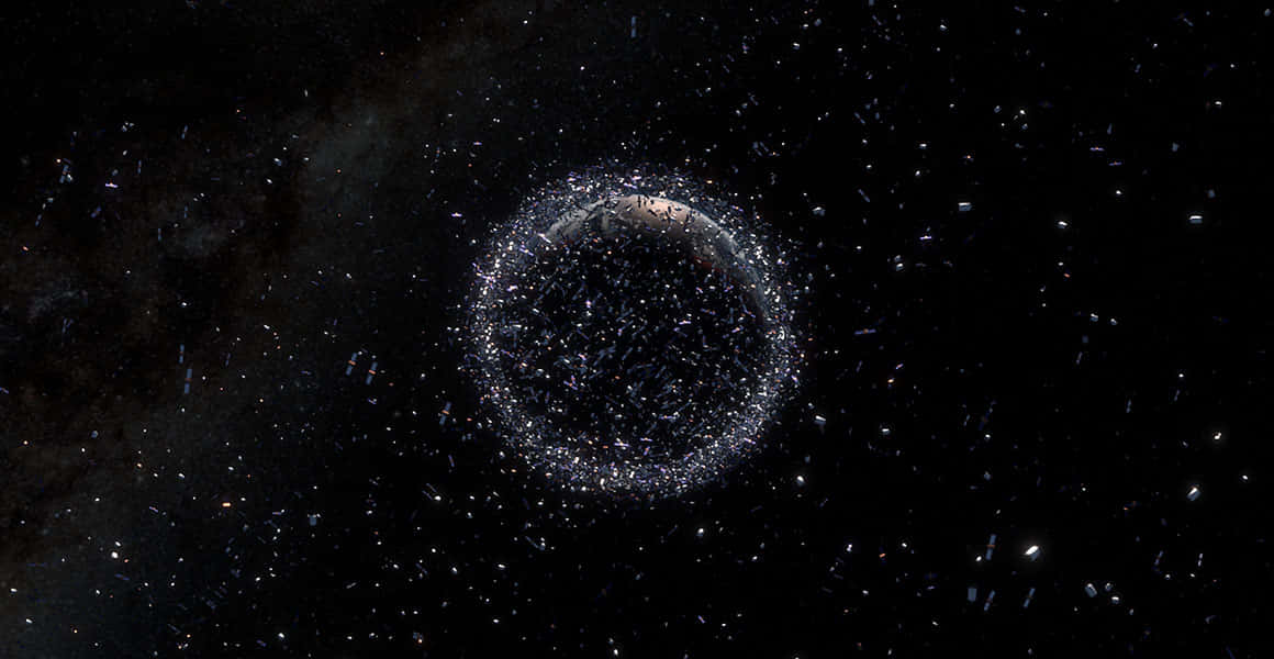 A visualization of space debris surrounding Earth Wallpaper