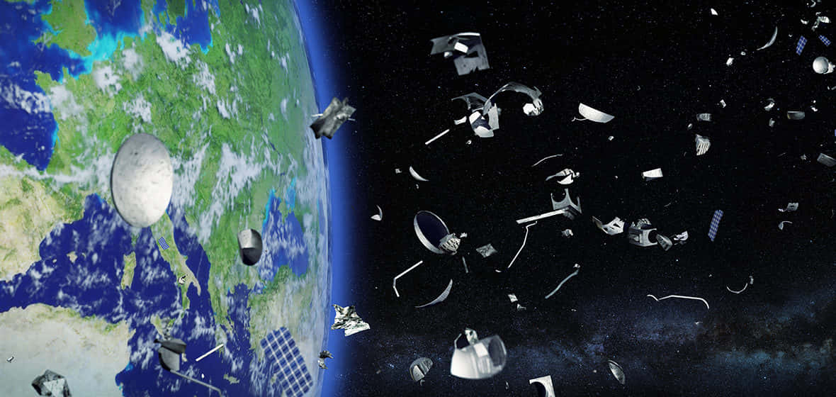 Space debris orbiting Earth Wallpaper