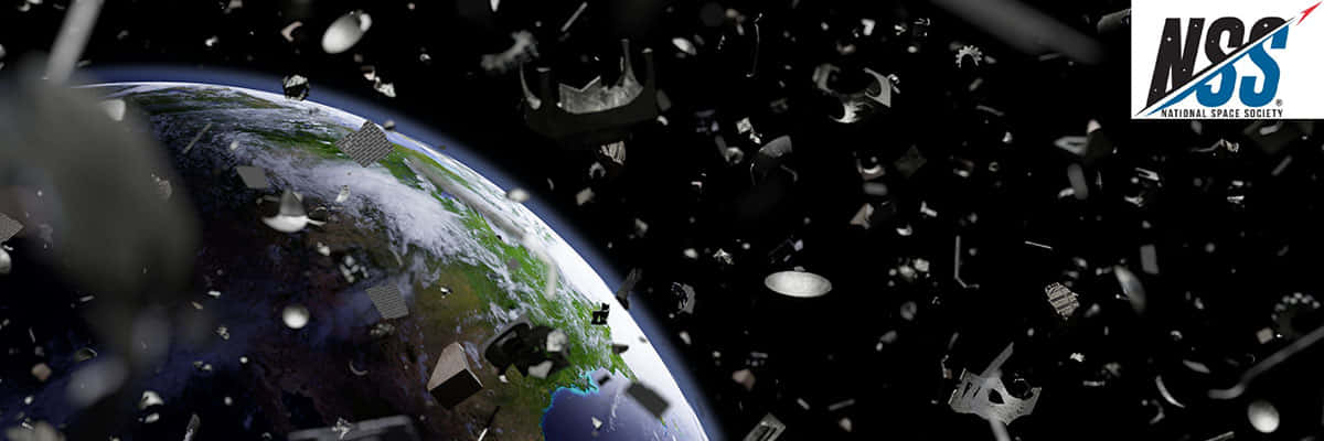 Space Debris Floating in Earth's Orbit Wallpaper