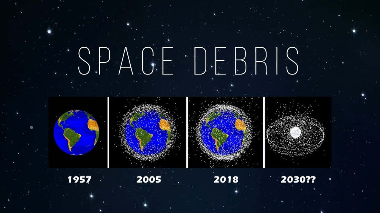 A striking image of space debris orbiting Earth Wallpaper