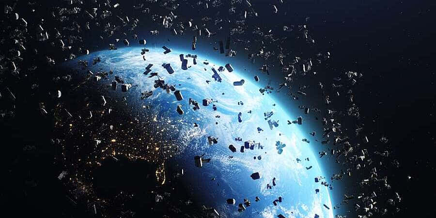 A Stunning Visualization of Space Debris Orbiting Earth Wallpaper