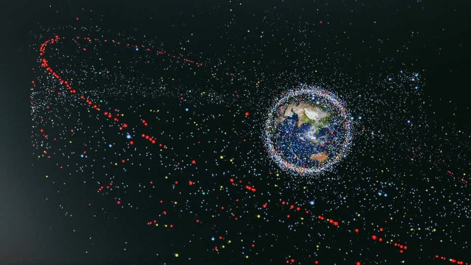 A stunning view of space debris orbiting Earth Wallpaper