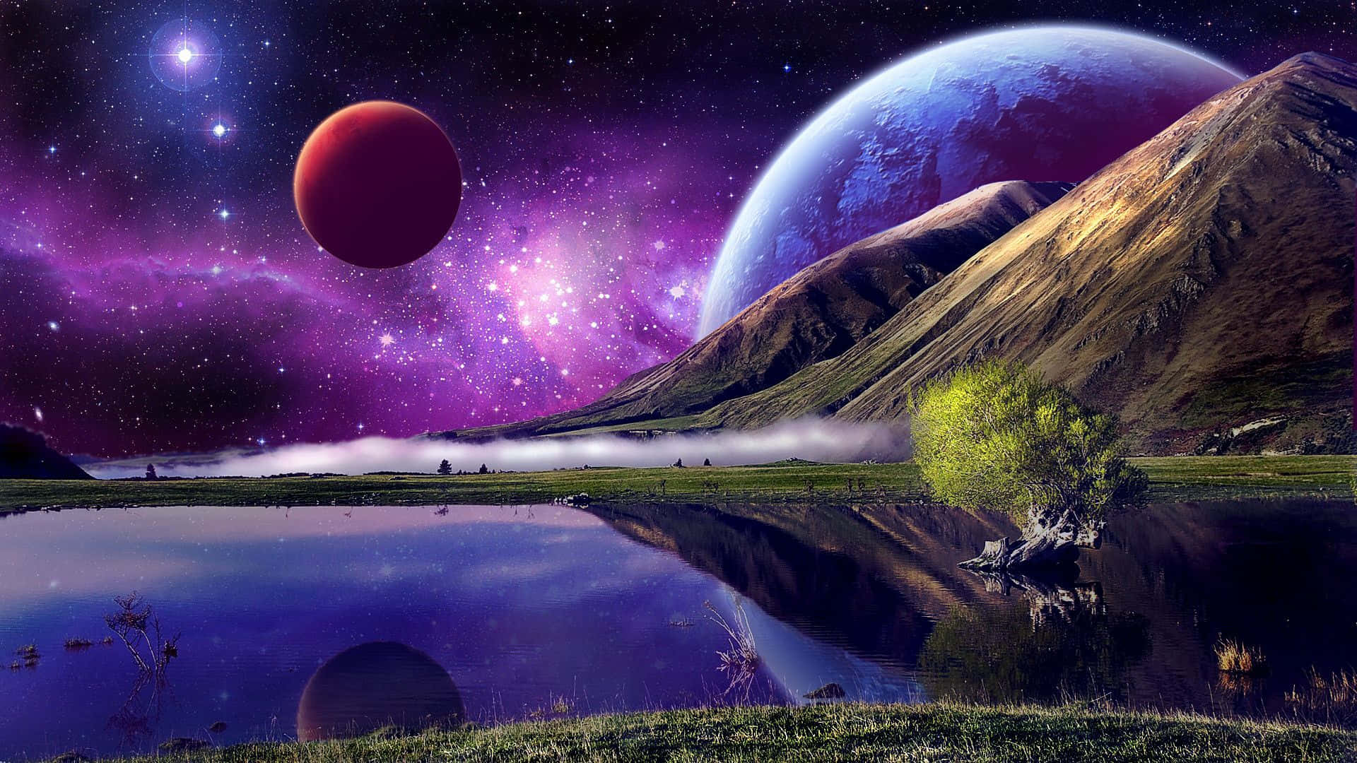 "Escape to the depths of space with this beautiful desktop wallpaper!"