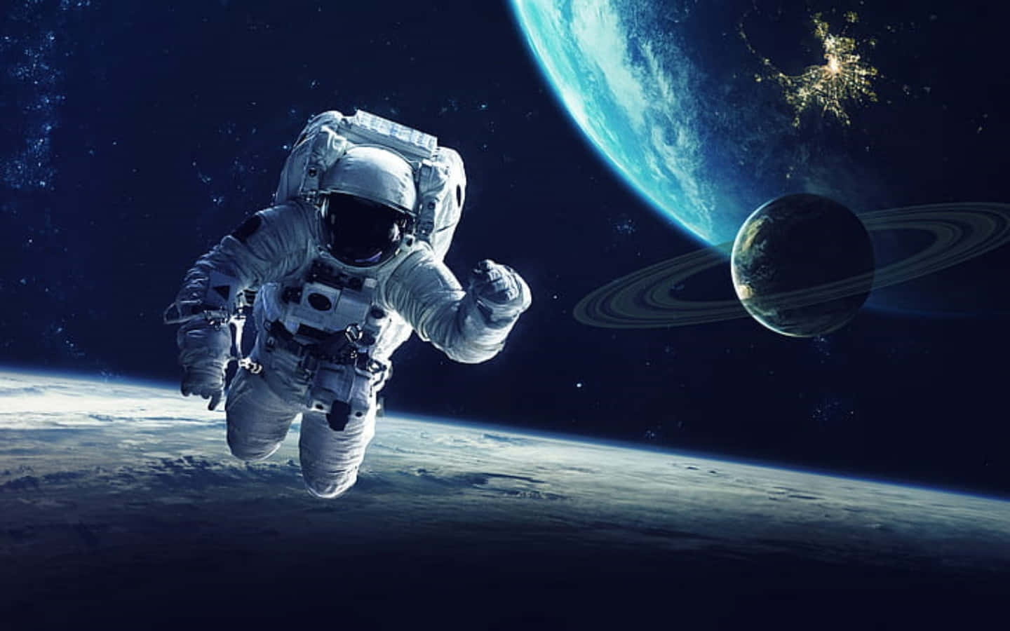 Astronaut Exploring the Outer Space in a Spacewalk Wallpaper