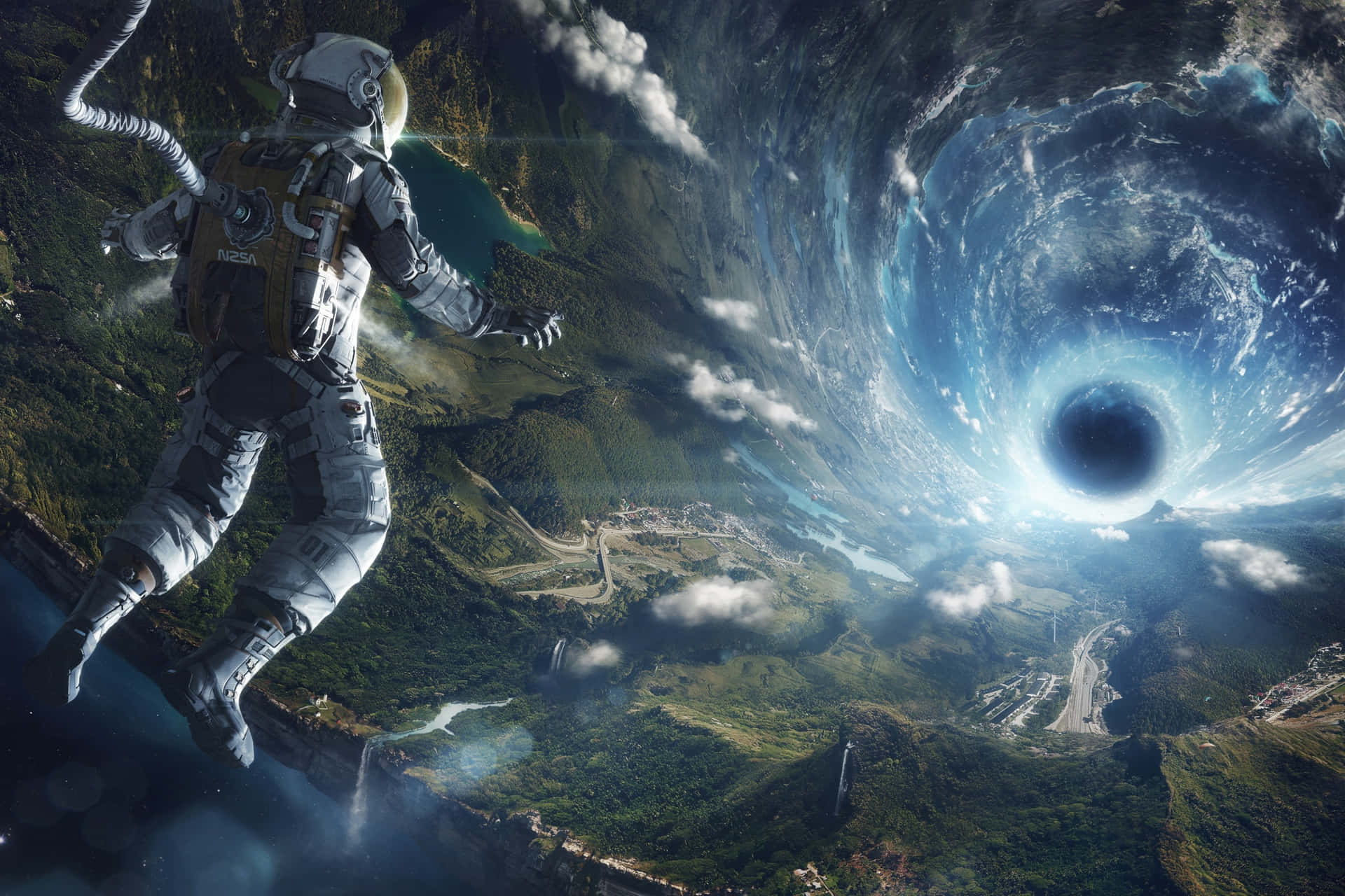 Astronaut in deep space exploring new horizons Wallpaper