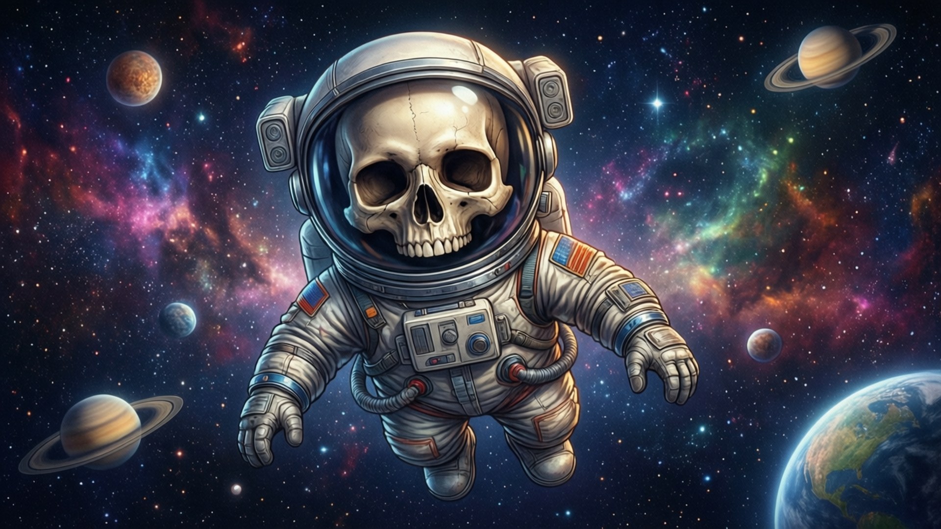 Crânio Explorador Espacial Papéis de Parede