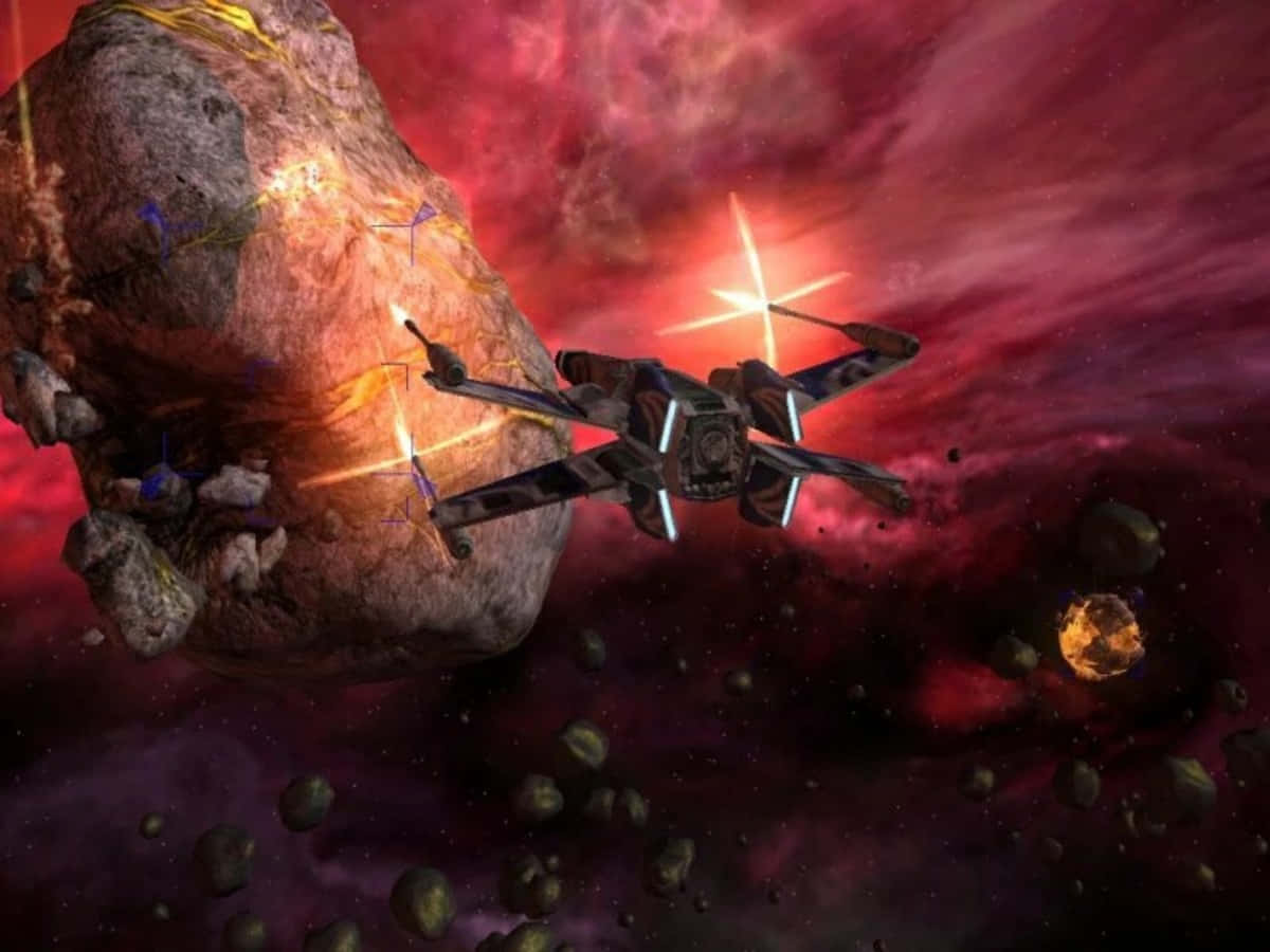 A futuristic space mining asteroid scene Wallpaper