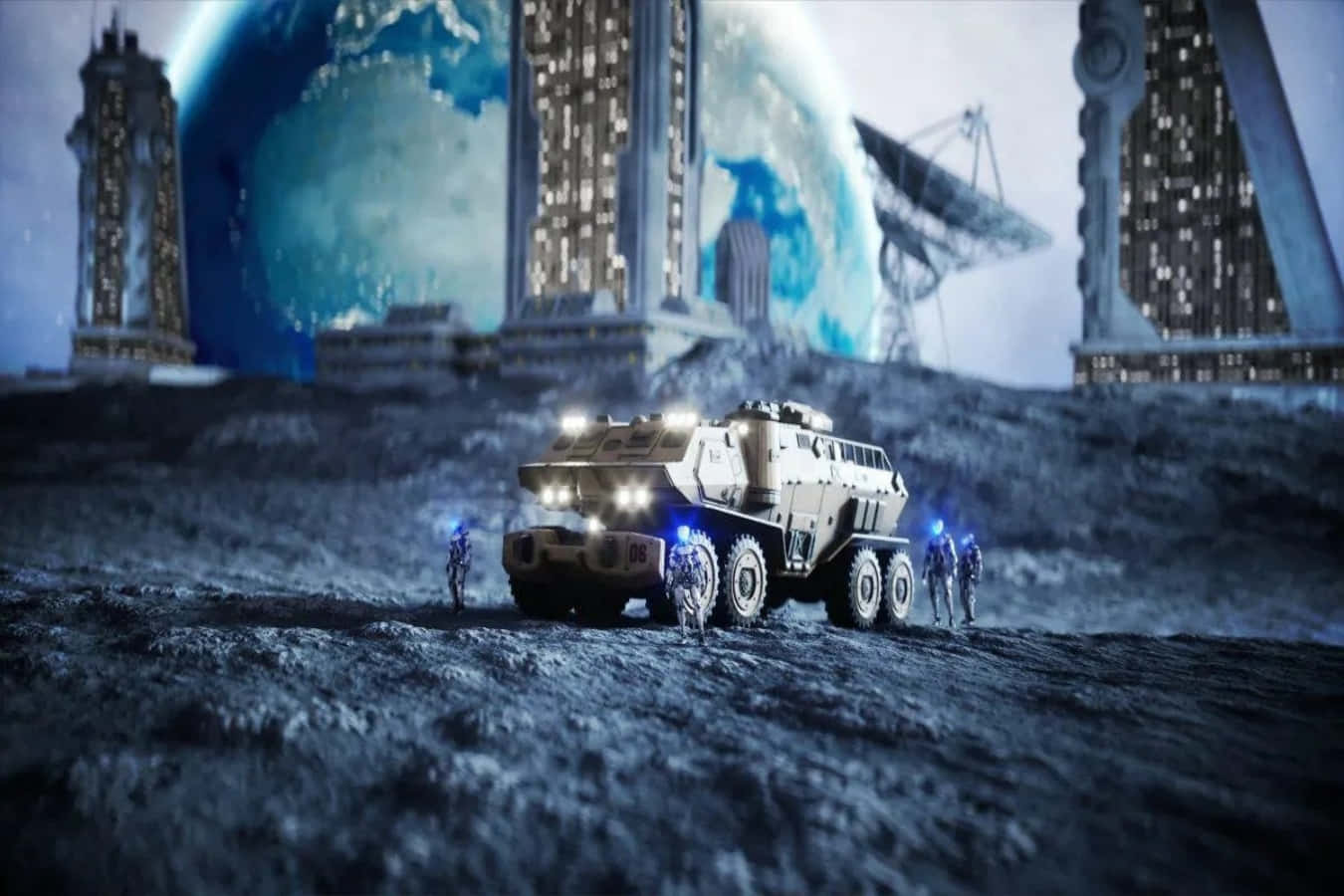 Futuristic Asteroid Mining Operation Wallpaper