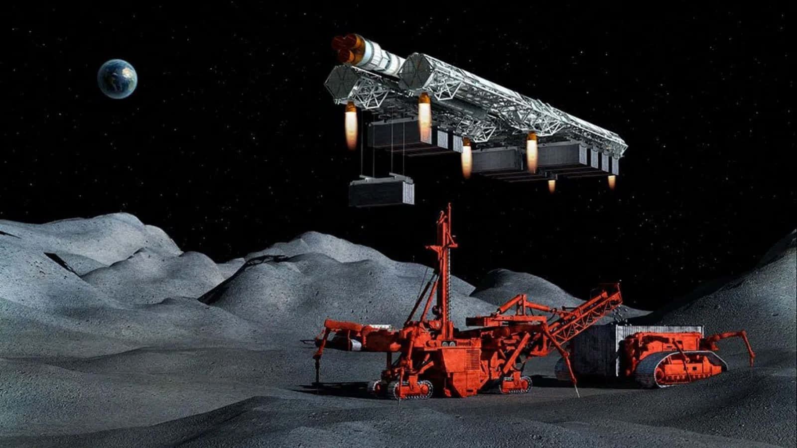 A Futuristic Space Mining Operation Wallpaper