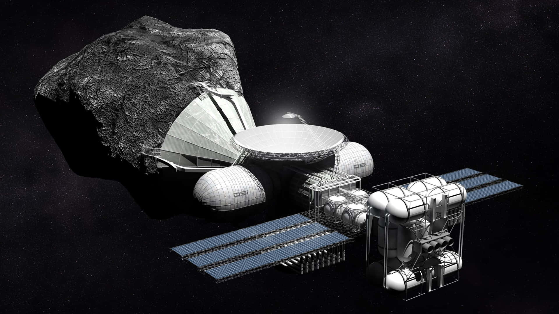 Futuristic Space Mining Station Wallpaper