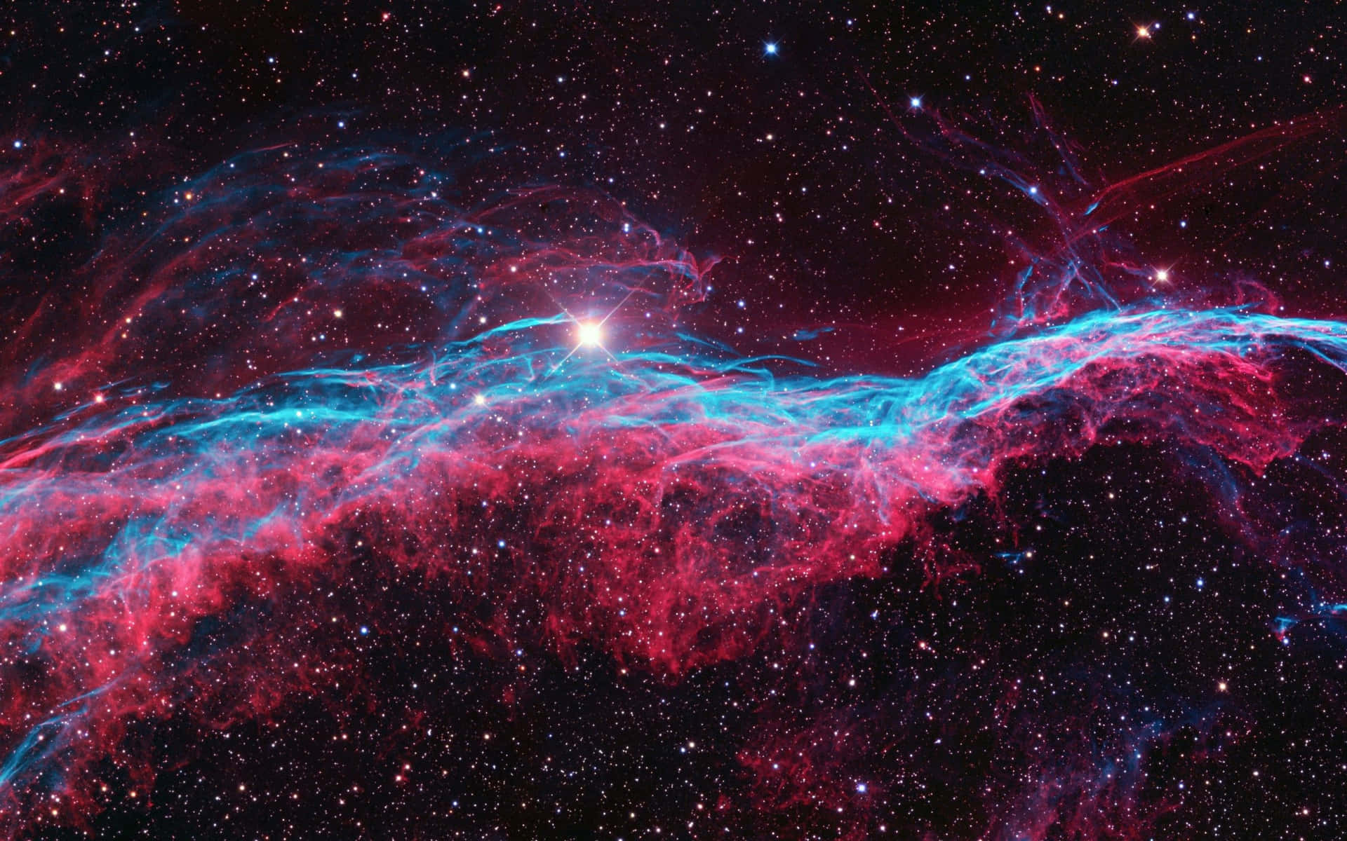Enblå Och Röd Nebulosa I Rymden Wallpaper