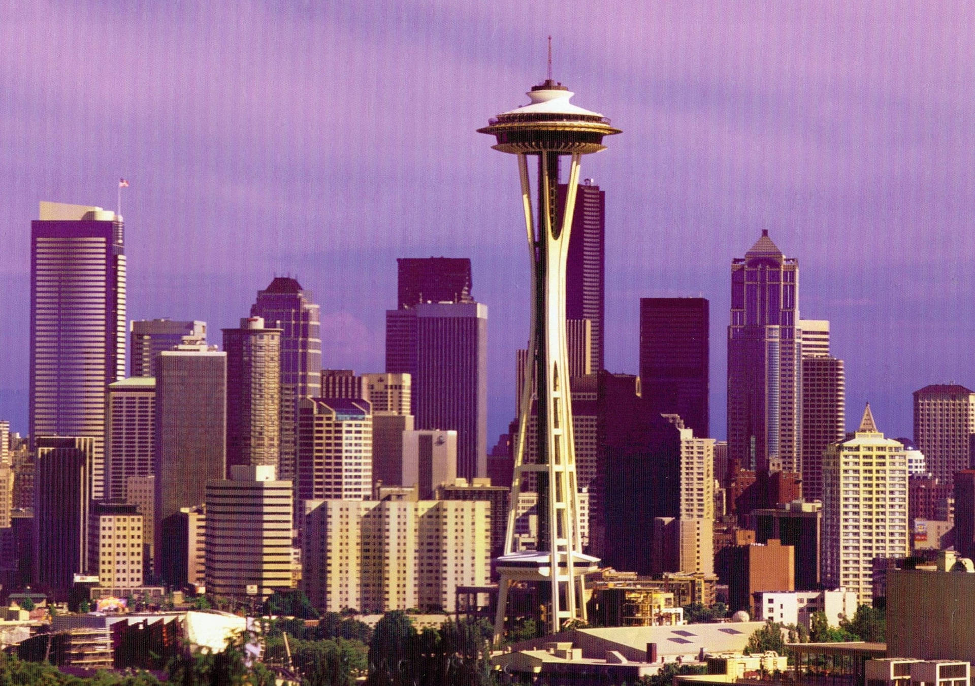 Space Needle Seattle Purple Aesthetic Wallpaper