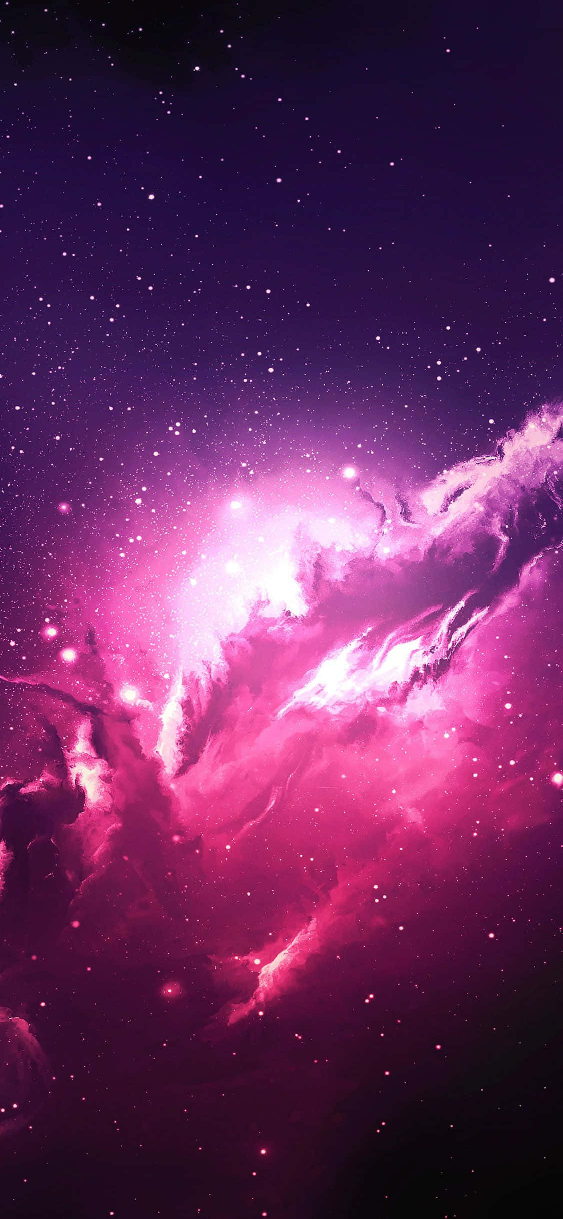 A Purple Space With Stars And Clouds