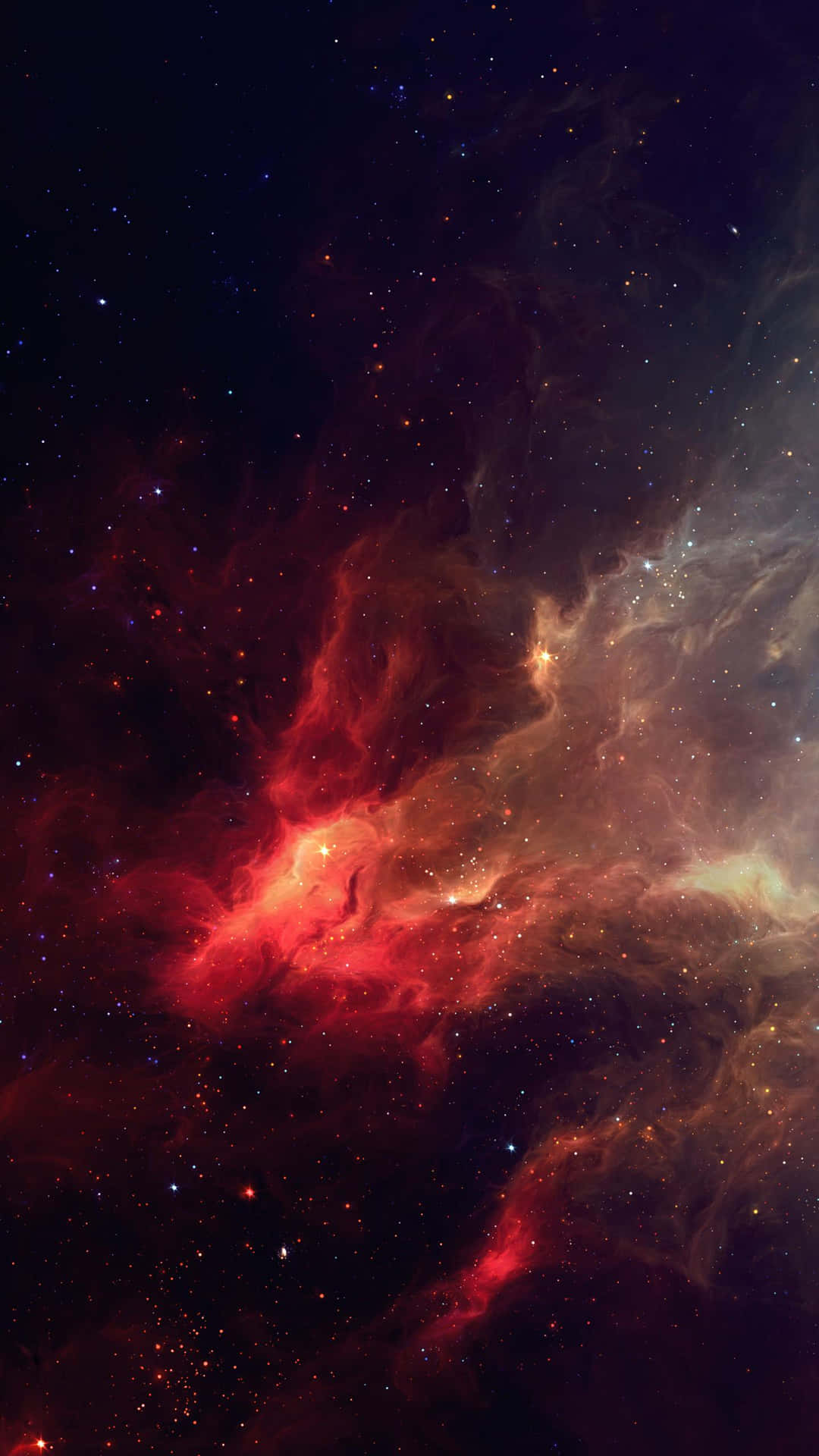 Unfondo Espacial Con Estrellas Rojas Y Azules