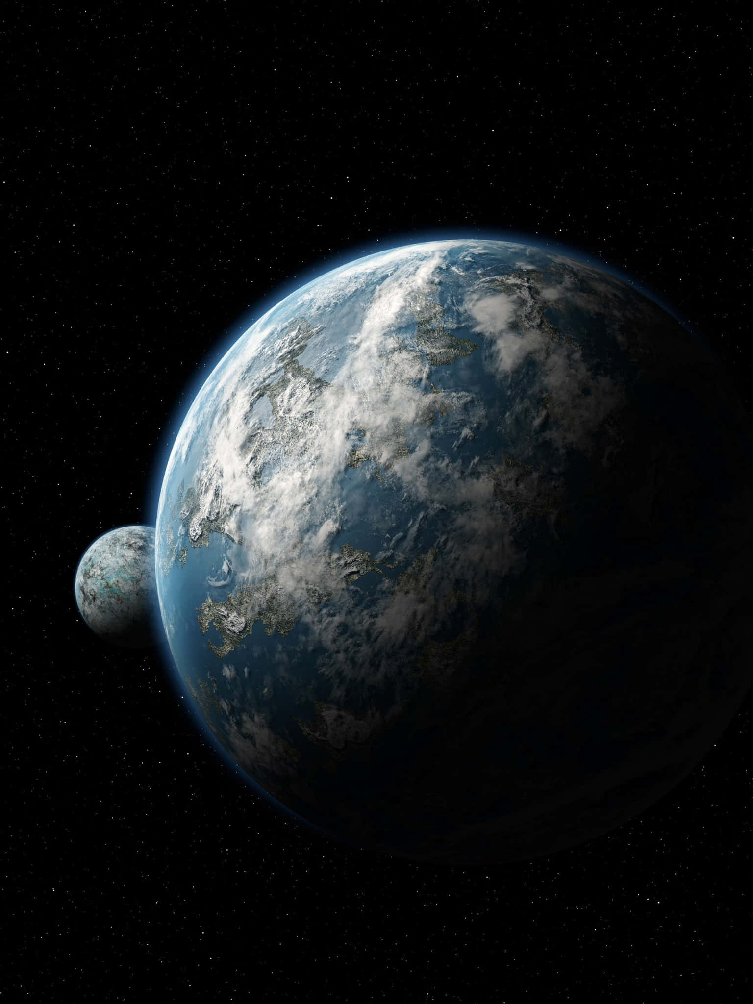 A Planet And Moon In Space