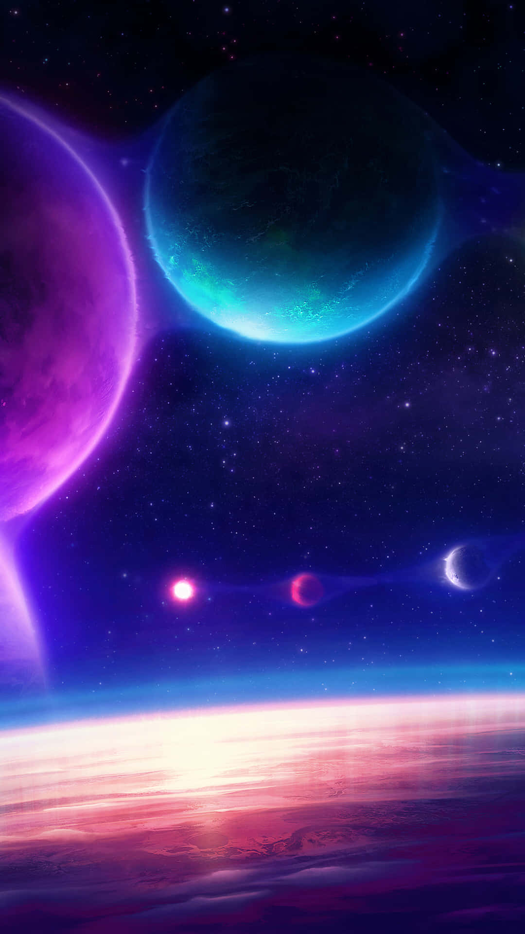Einfarbenfrohes Bild Von Planeten Im Weltraum.