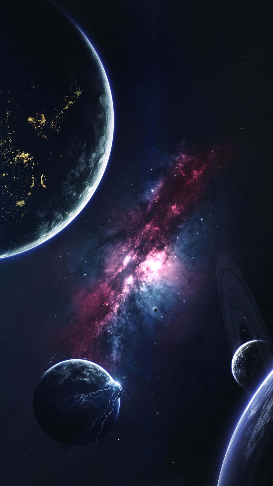 A Space Scene With Planets And Stars