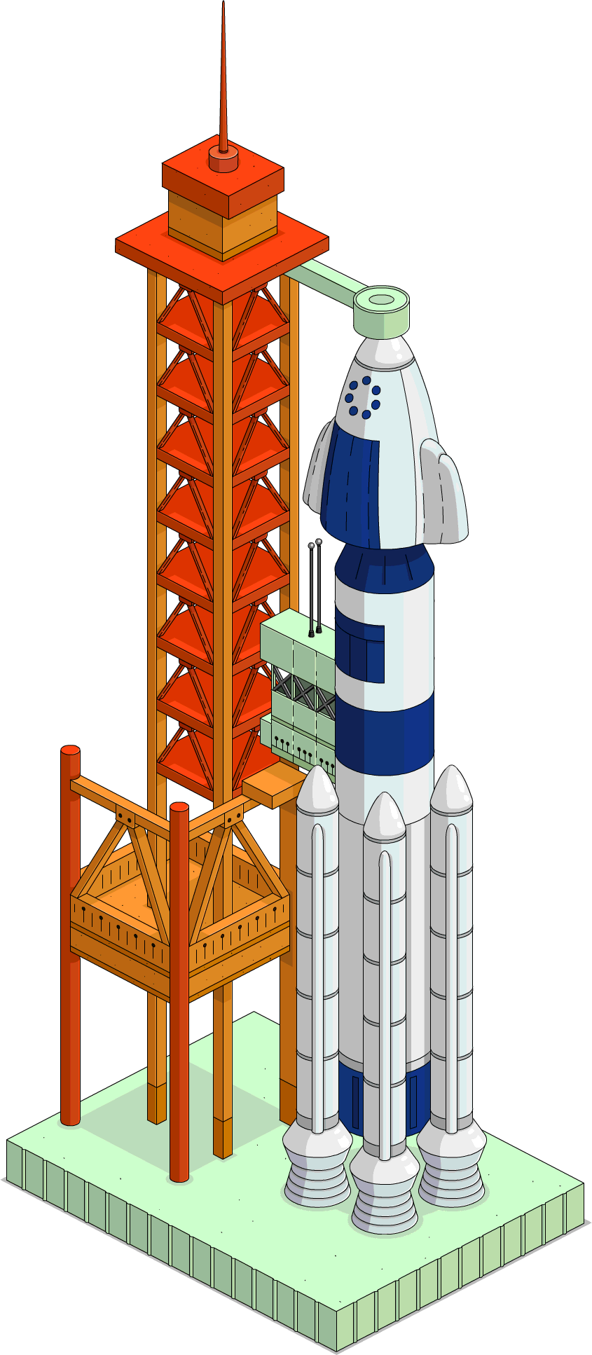 Space Rocketon Launchpad Illustration PNG