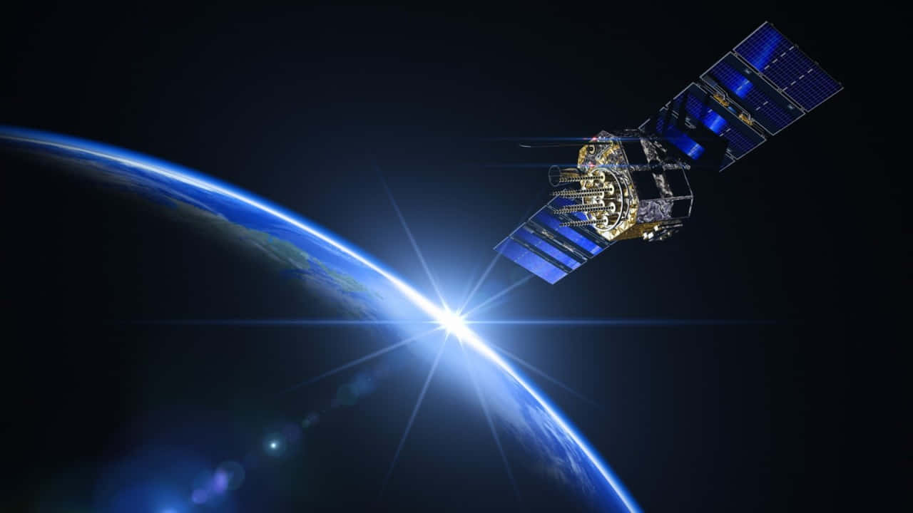 Scientists studying satellite data in space