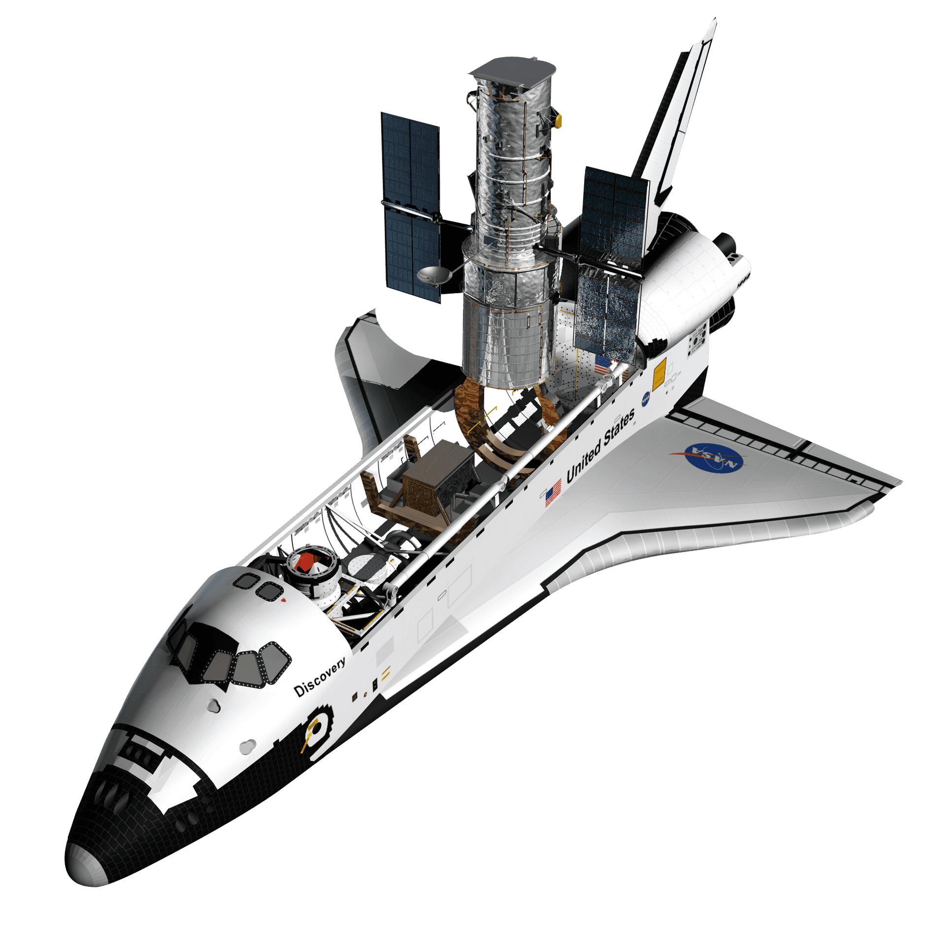 Space Shuttle Discoverywith Hubble Telescope PNG