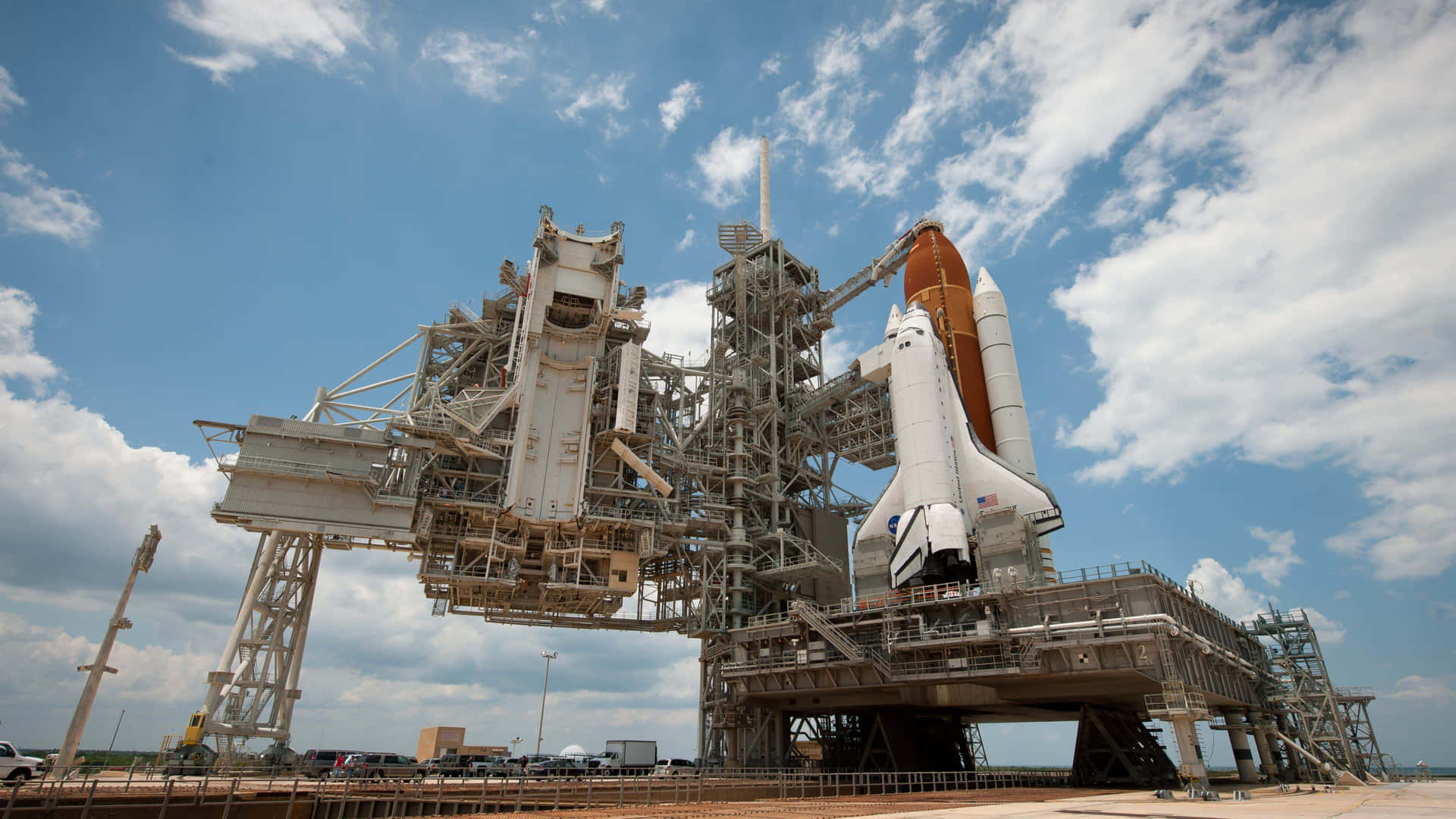 Incredibilevista Dello Space Shuttle In Orbita Intorno Alla Terra. Sfondo