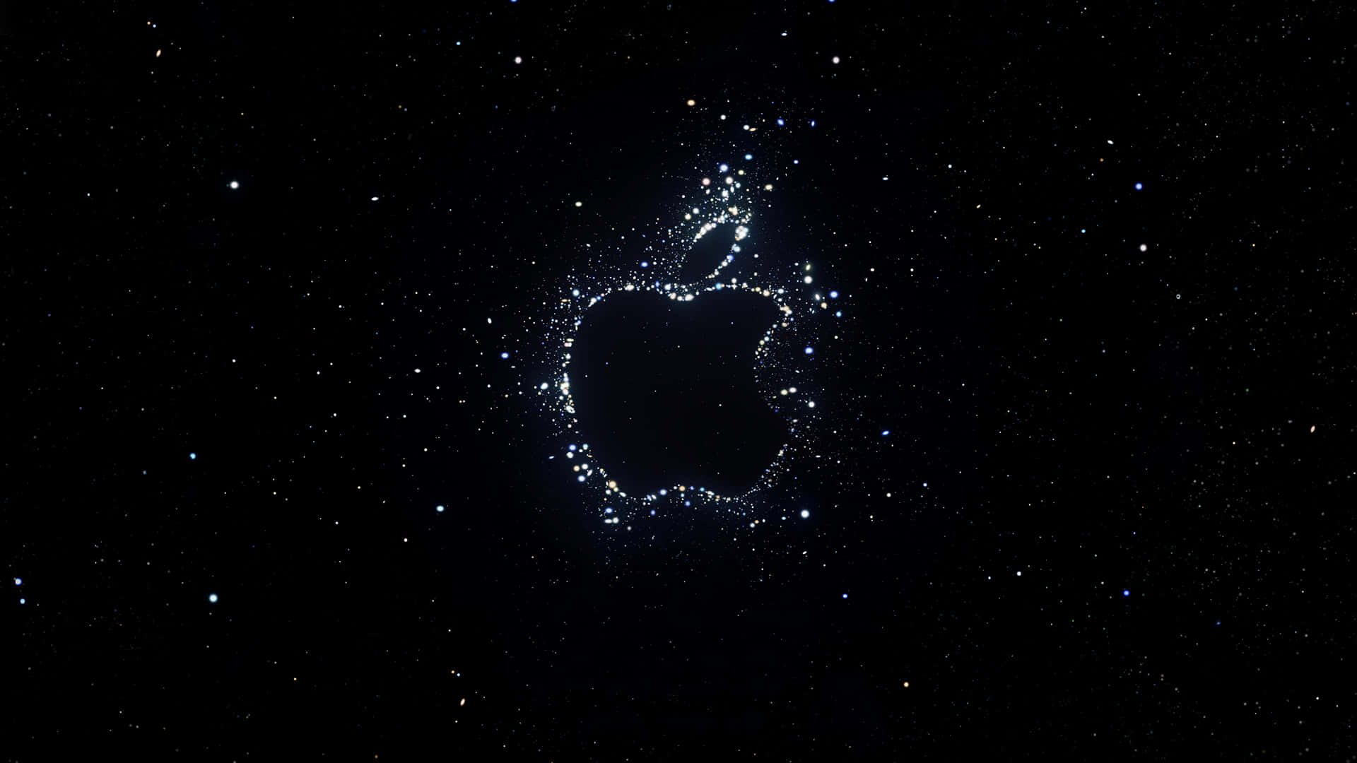 Fondode Pantalla De Espacio Y Estrellas Con El Logo De Apple.