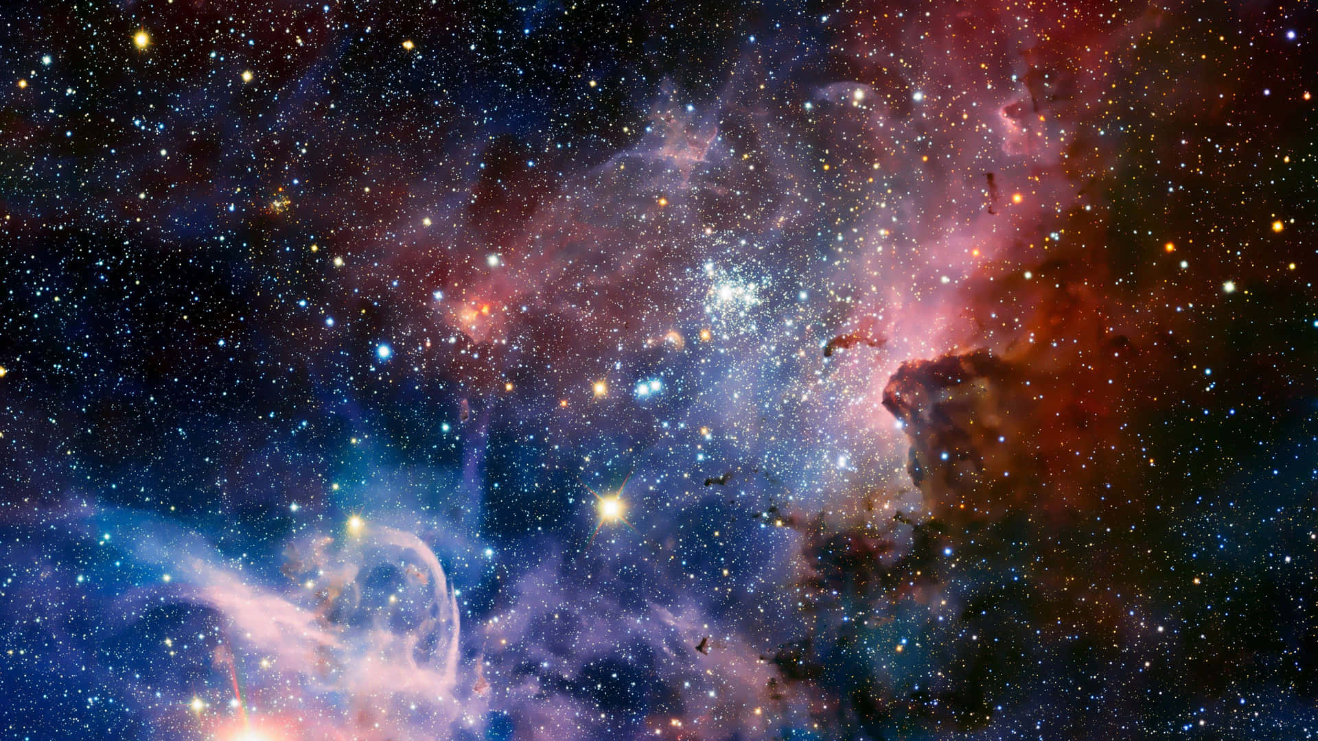 Fondode Pantalla De Estrellas Espaciales Y Neptuno Infrarrojo De La Nebulosa Carina