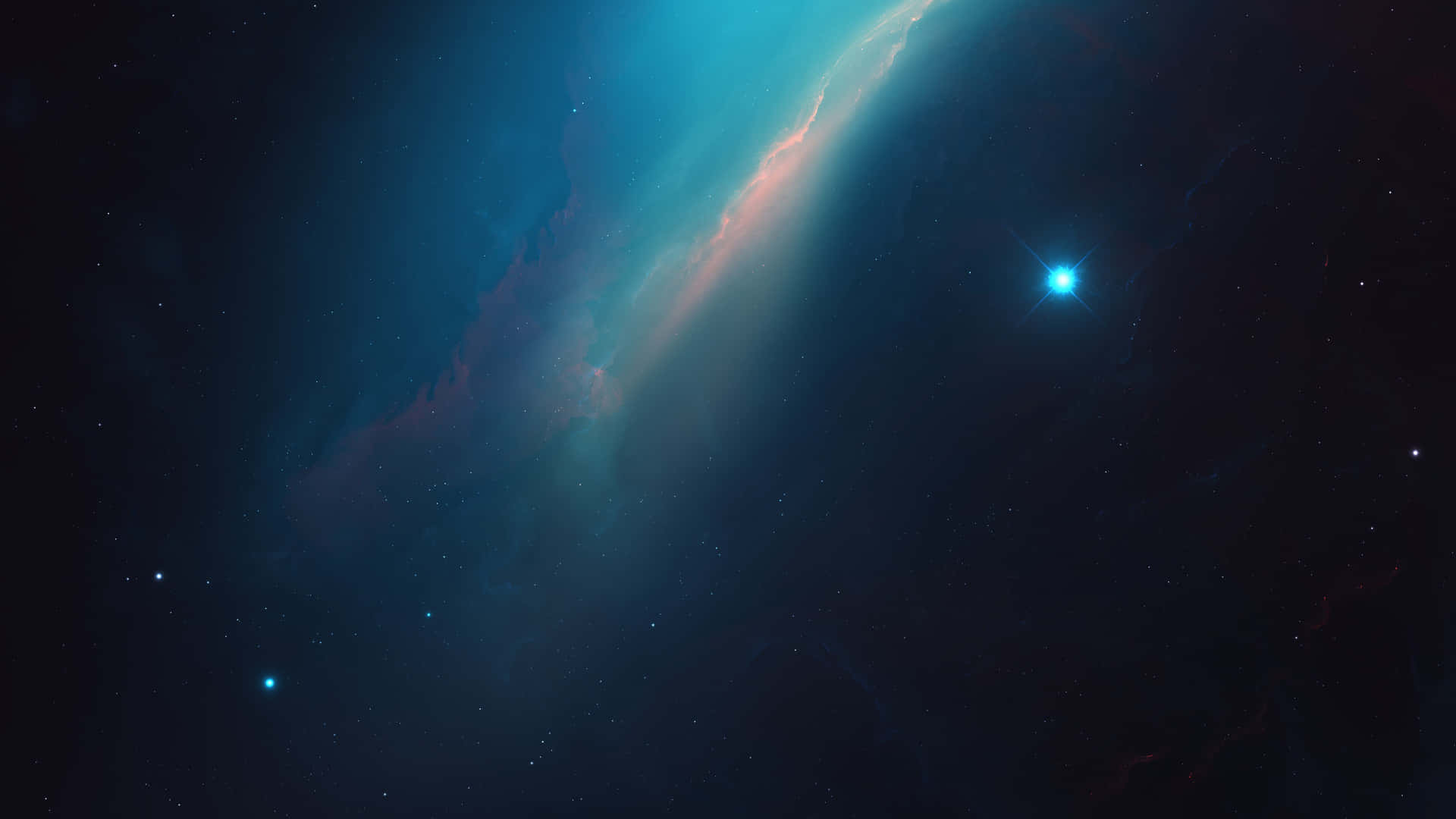 Bakgrundmed Rymdstjärnor Och Avtonad Blå Nebulosa.