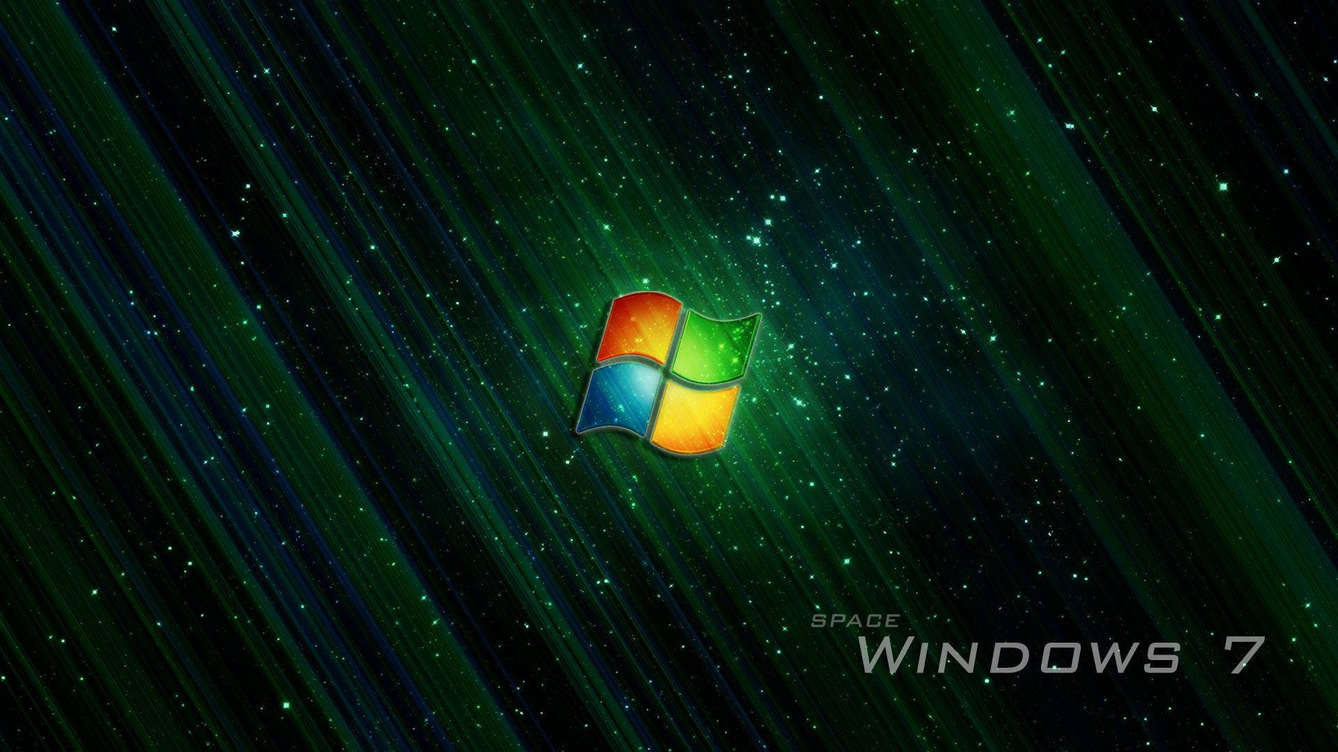 Space-themed Dark Windows With Logo Wallpaper