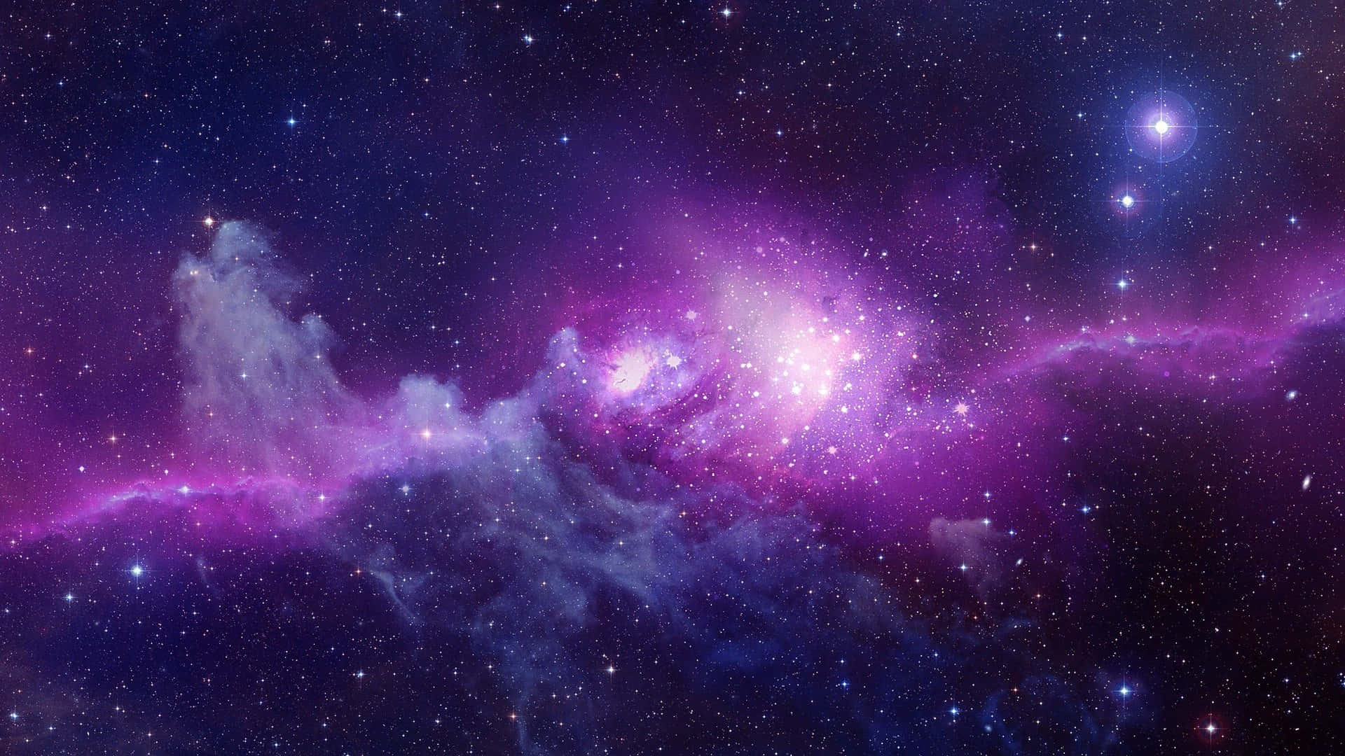 Enlila Och Blå Rymd Med Stjärnor Och Nebula