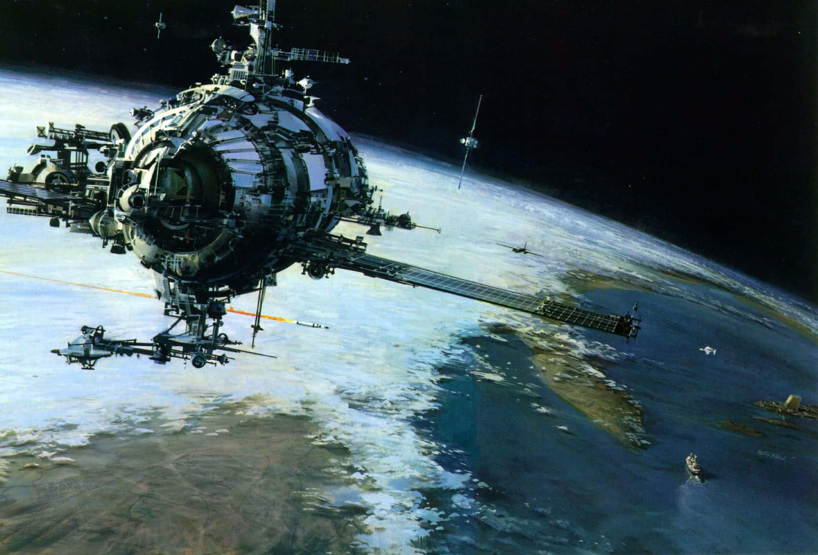 Futuristic Spacecraft Exploring the Cosmos Wallpaper